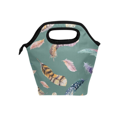 

Lunch Tote Bag Colorful Circle Travel Picnic Insulated Lunch Handbags Portable Zipper Lunch Bag Box