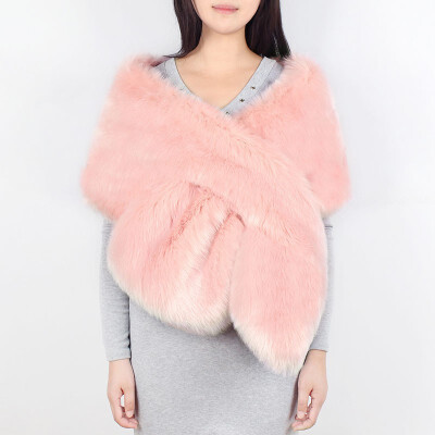 

Fashion Women Pink Fur Wrap Shawl Wedding Dress Scarf Soft Fox Lady Winter Warm Bride Cape
