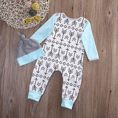 

Newborn Baby Boys Girls Bodysuit Romper Jumpsuit Hat Outfits Sets Clothes 2pcs