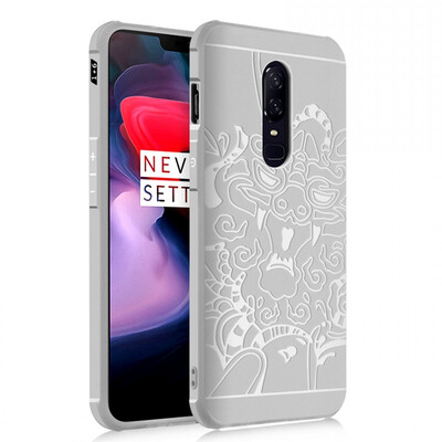 

Goowiiz Phone Case For OnePlus 6 Carved Dragon Thin Matte soft Silicone Prevent falling