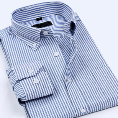 

Mens business casual long-sleeved striped shirt