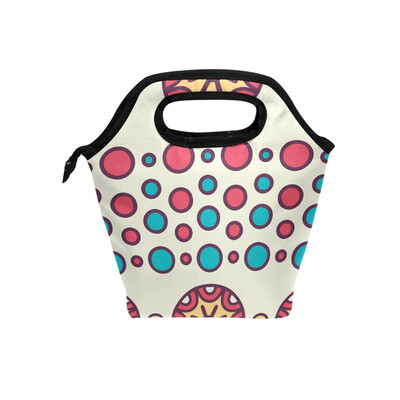 

Insulated Lunch Tote Bag Dot Semicircle Travel Picnic Lunch Handbags Portable Zipper Lunch Bag Box