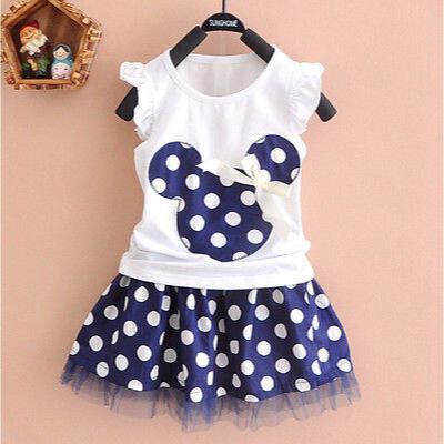 

NEW Toddler Baby Girls Kids Princess Party Mickey Mouse Dress Dot Dresses 1-4Y