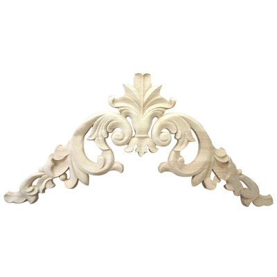

UpperX 1515Cm Rubber Wood Carved Corner Onlay Applique Exquisite Unpainted