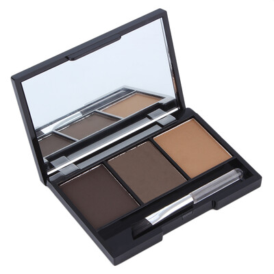 

3-Color Eyebrow Powder Palette Makeup Shading With Brush Mirror Box Eye Brow