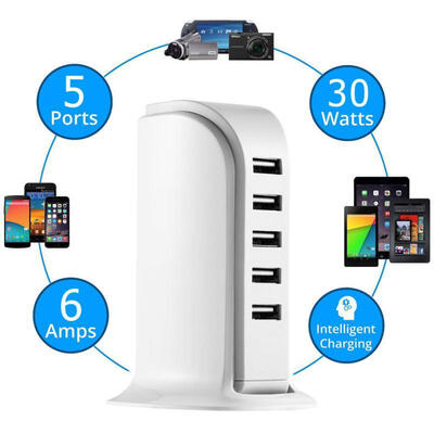 

Multi USB 6 Port Charger Desktop Stand Rapid Station Charging For IOS Android