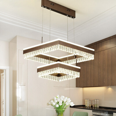 

Baycheer HL487624 Exclusive Brushed Aluminum White Light LED Squared Chandelier with Clear Crytsal