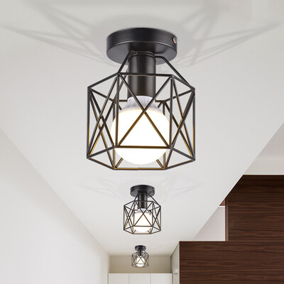 

Everflower E26E27 Retro Vintage Industrial Mini Painting Metal Flush Mount Ceiling Light for Hallway Entry