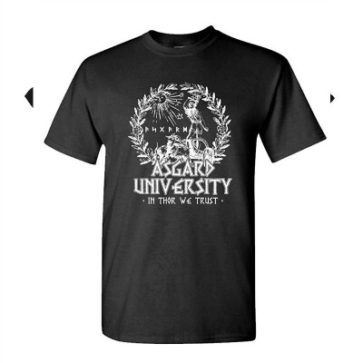 

ASGARD UNIVERSITY - loki thor mjolnir god - Mens Cotton T-Shirt S Black