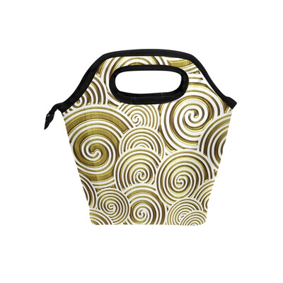 

Insulated Lunch Tote Bag Spiral Pattern Travel Picnic Lunch Handbags Portable Zipper Lunch Bag Box