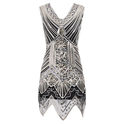 

Sequin Glitter V Neck Vintage Dress