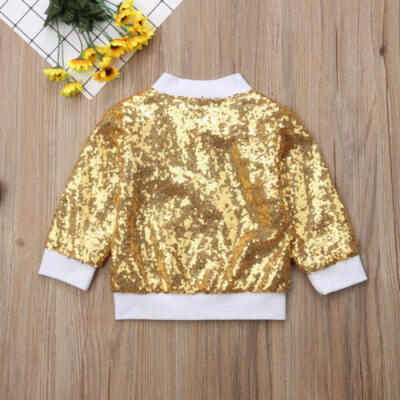 

Toddler Kids Baby Girls Sequin Glitter Zipper Coat Outerwear Jacket Tops Clothes