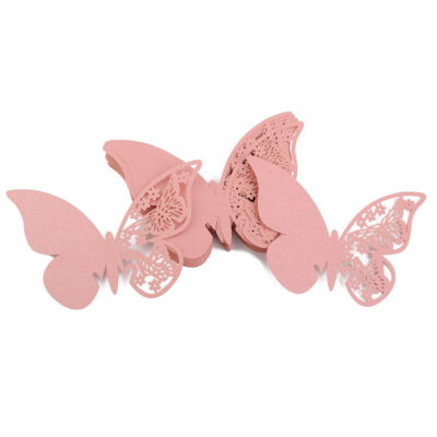 

UpperX Lot of 50pcs Cup Card Place Tag Butterfly Table Decoration for Wedding Ceremony - Pink