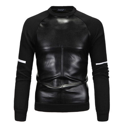 

AOWOF foreign trade new fashion head set leather hooded sweater coat D030