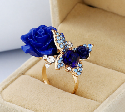 

Rose ring ethnic style butterfly ring vintage Bohemian hand ornament