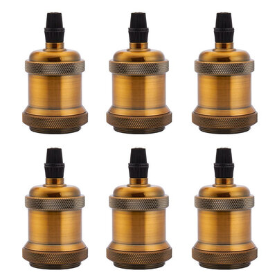 

RueFuon DT - 02 6 PCS E26 E27 Antique Retro Home Light Socket Edison Pendant Lamp Metal Holder Ceramic Inner Core