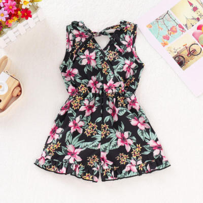 

Flowers Toddler Kids Baby Girls Sleeveless Romper Pants Jumpsuit Outfits Clothes