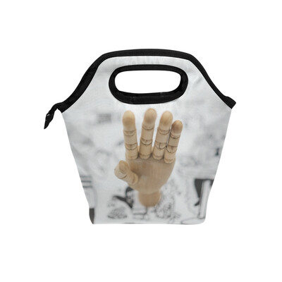 

Lunch Bag Wood Finger Tote Travel Picnic Insulated Handbags Portable Zipper Lunch Bag Box