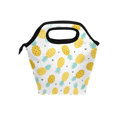 

Insulated Lunch Tote Bag Cute Pineapple Travel Picnic Lunch Handbags Portable Zipper Lunch Bag Box