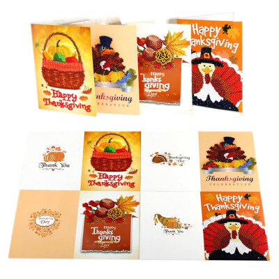 

UpperX Diamond Painting Thanksgiving Paper Greeting Postcards Diamond Mosaic Cartoon DIY Craft Kids Gift Greet Cards Mini Turkey