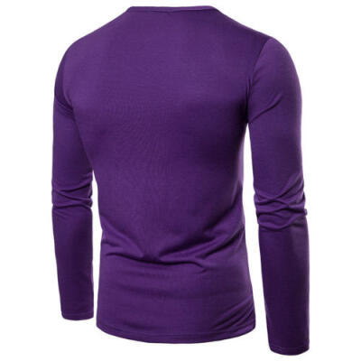 

UK Mens Cotton Slim Fit Muscle Top Long Sleeve Shirts Casual Basic Tee Shirt