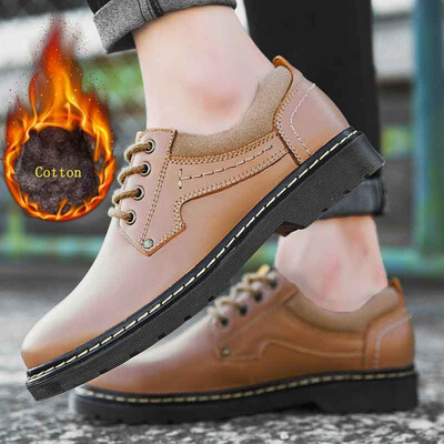 

Mens Shoes Fashion Casual Leather Walking Shoes Lace Up Breathable Shoes For Men Plus Cotton Winter Shoes Black Brown Size 38-45
