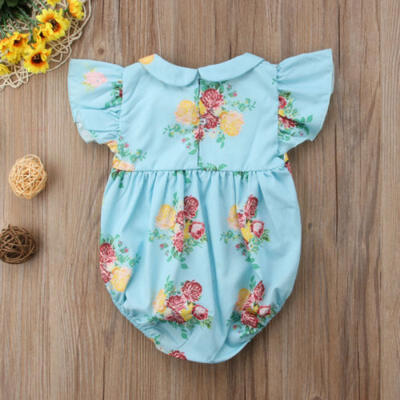 

Floral Romper Newborn Baby Girl Fly Sleeve Jumpsuit Playsuit Sunsuit Outfits Set