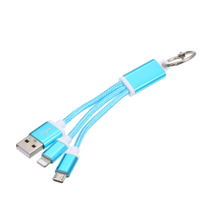 

2-in-1 USB 20 Male to Type-CFor Lightening Nylon Braided Charge Cable For iOS Huawei Samsung HTC etc Blue