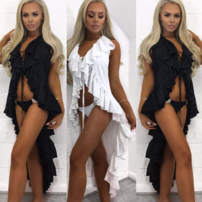 

Women Chiffon Bikini Long Cover Up Cardigan Swimwear Beach Bathing Maxi Dress