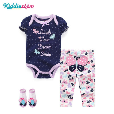 

3Pcslot Baby BodysuitsPantsSocks Cotton Baby Clothes Boys Girls For Babies Clothing Sets Babywear Print Fashion Stripes Purple
