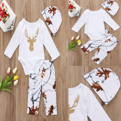 

Infant Baby Boy Girl Autumn Long Sleeve Clothes Romper Jumpsuit 3pcs Outfits Set