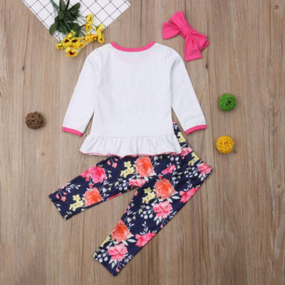 

3pcs Floral Kids Baby Girls Outfits Clothes Long Sleeve Tops DressPants Set AU