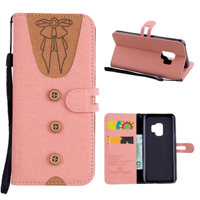 

MOONCASE Samsung Galaxy S9 stitching embossed womens leather case - powder