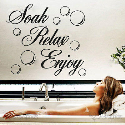 

Soak Relax Enjoy PVC Wall Sticker Decal Home bathroom Background Decor Removable