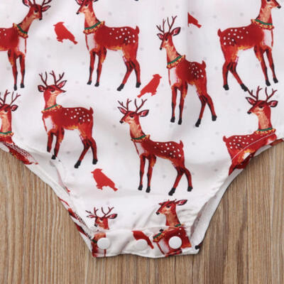 

Christmas Newborn Infant Baby Girls Deer Bodysuit Romper Jumpsuit Clothes 0-24M