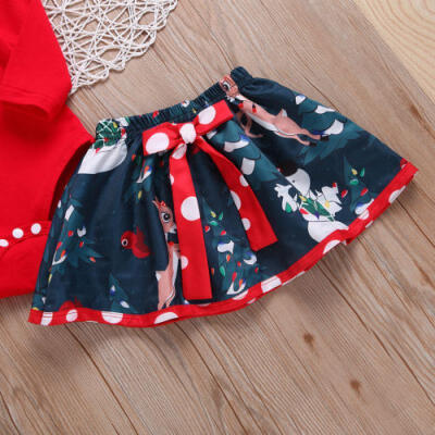 

Newborn Baby Girl Xmas Clothes Outfits My First Christmas Romper Skirts 3PCS Set