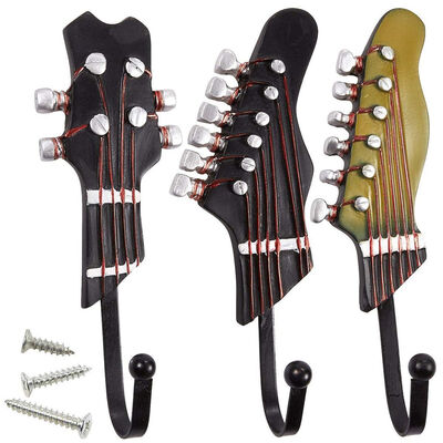 

UpperX Vintage Guitar Shaped Decorative Hooks Rack Hangers for Hanging Clothes Coats Towels Keys Hats Metal Resin Hooks