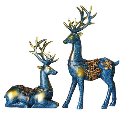 

UpperX Couple Elk Sculpture Resin Crafts Jewelry Living Room Family Wine Cabinet Decorative Gifts