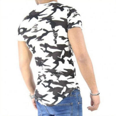 

US Mens Short Sleeve T Shirt Slim Fit Casual Tops Clothing Camouflage Muscle Tee