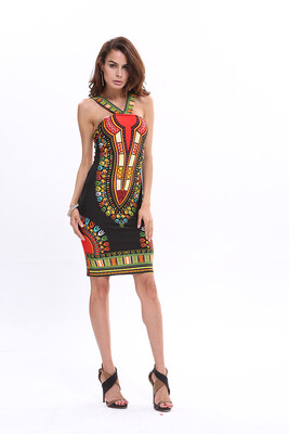 

Buenos Ninos Sexy Strapless Dress Vintage Printing Wrapped Chest Skirt
