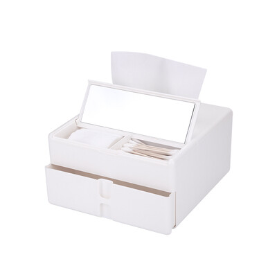 

MINISO multifunctional mirror with storage tissue box white
