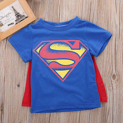 

Toddler Kids Boys Short Sleeve Superman T-Shirt Tees Costume Clothes Tops 1