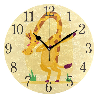 

Wall Clock Arabic Numerals Design Giraffe Doing Dabbing Round