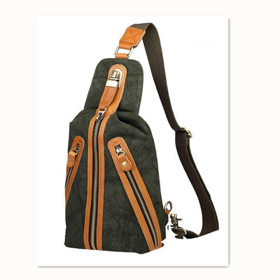 

Casual mens 3 zipper chest bag canvas chest bag