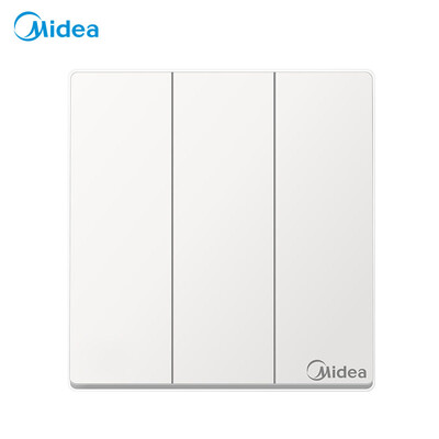 

Midea Midea switch socket power panel 86 type three open dual control 3 open three wall home concealed elegant white no border E05