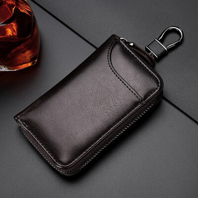 

Car key bag mens waist hanging leather female card bag multi-functional fashion key button