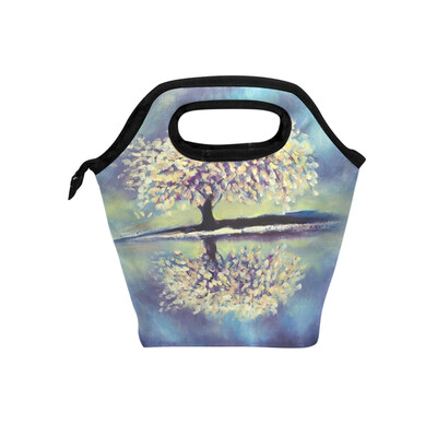 

Lunch Tote Bag Beautiful Tree Reflection Travel Picnic Insulated Lunch Handbags Portable Zipper Lunch Bag Box