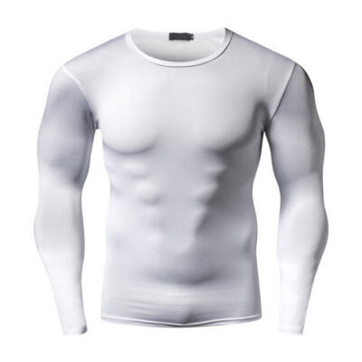 

Mens Compression Shirt Long Sleeve Tops Fitness Gym Muscle Training Basic Sport