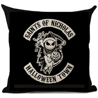 

Halloween Cartoon Skull Jack Cushion Cover Nightmare Before Christmas Printed Linen Throw Pillows Cover Decorative Pillowcase