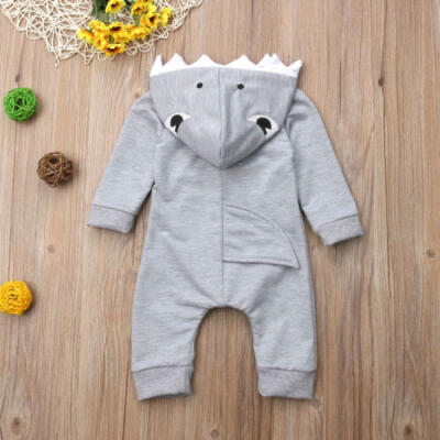 

Cute 3D Shark Romper Jumpsuit Winter Hooded Playsuit Costume For Boy Girl Baby